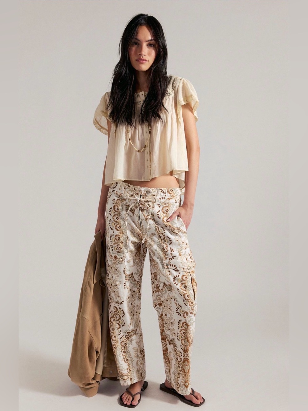 Free People We The Free Park Ave Printed Pull-On Cargo Pants